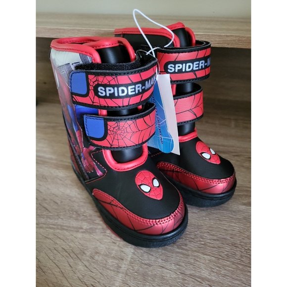 Marvel NWT Toddler 8 Spiderman Light Up Insulated Hook & Loop Winter Snow Boots - Picture 9 of 12